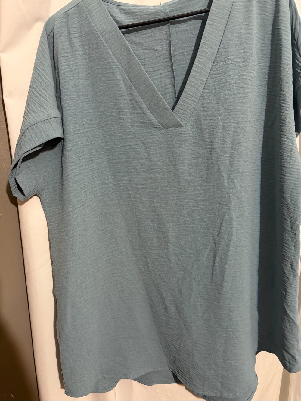 Zenana Outfitters Light Blue V-Neck Short Sleeve Tunic